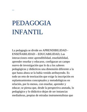 PEDAGOGIA INFANTIL