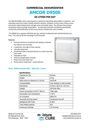 Amcor D950E Spec Sheet