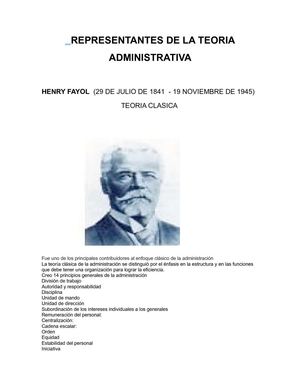 REPRESENTANTES DE LA TEORÍA ADMINISTRATIVA 