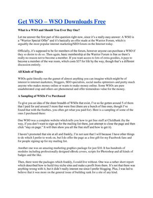 Get WSO, is it worth it?