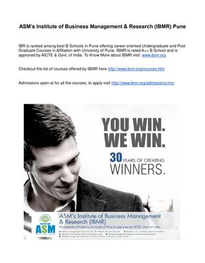 Best B School in Pune - ASM's IBMR