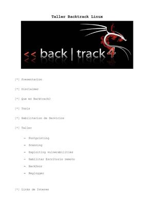 TALLER BACKTRACK Y SEGURIDAD INFORMÁTICA