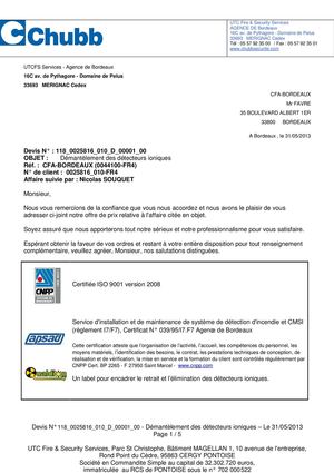 DEVIS DEMANTELEMENT DES DETECTEURS IONIQUES