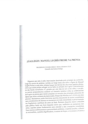 ¡Gallego!: Manuel Lugrís Freire na prensa