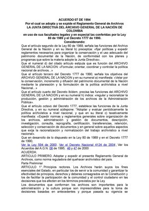 ACUERDO 07 DE 1994