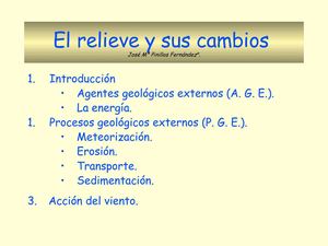 Geodinámica externa:  el relieve y sus cambios