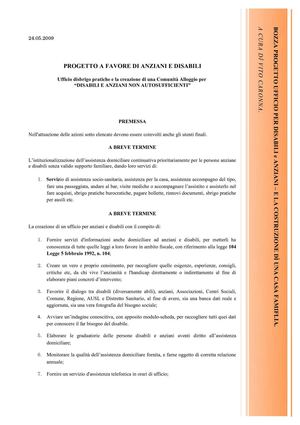 Bozza - PROGETTO A FAVORE DI ANZIANI E DISABILI 