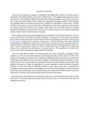 Best Time to Visit Ooty