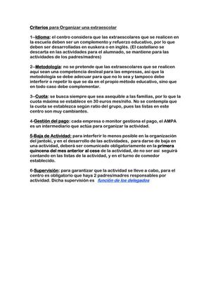 Criterios para organizar