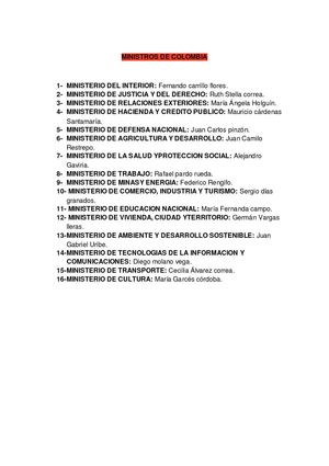 MINISTROS DE COLOMBIA