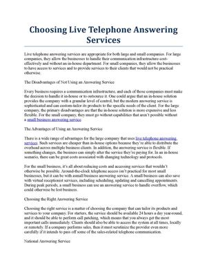 Choosing Live Telephone Answering Services