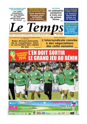 Le Temps d'Algérie Edition du Samedi 08 Juin 2013