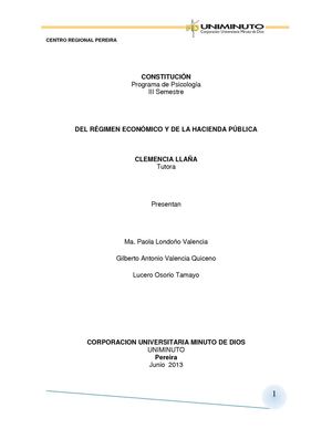 DEL RÉGIMEN ECONÓMICO Y DE LA HACIENDA PÚBLICA