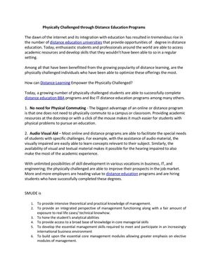 Physically Challenged through Distance Education Programs
