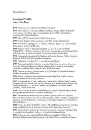 Manuel Belgrano cronologia