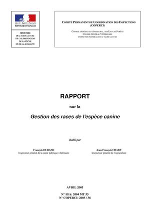 Rapport COPERCI Races canines