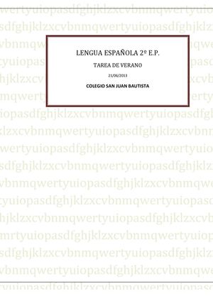 tarea de verano lengua y comprensión lectora