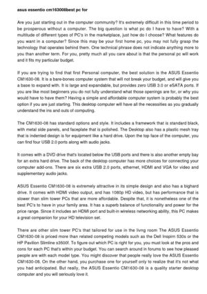 Is The Ideal Computer For You The ASUS Essentio CM1630-08?