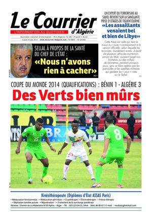 Le Courrier d'Algérie du lundi 10 juin 2013