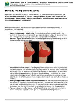 Mitos de los implantes de pecho, un articulo de www.farmaciaribera.es