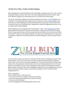 The Best Way To Buy a  Product is Online Shopping