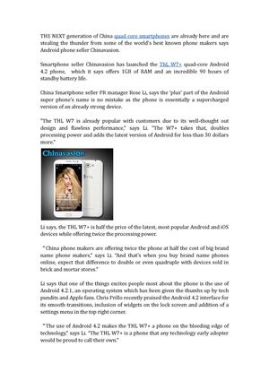 ThL W7+ quad core smartphones