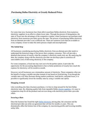 Purchasing Dallas Electricity at Greatly Reduced Prices