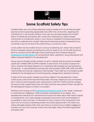 Some Scaffold Safety Tips