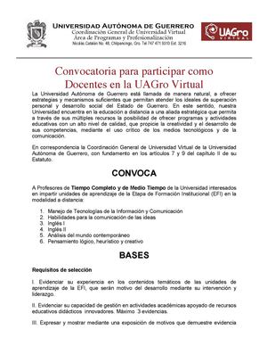 Convocatoria Docentes de la UAGro Virtual