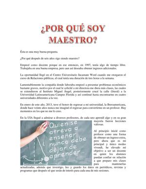 ¿POR QUÉ SOY MAESTRO?