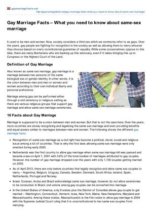 Gay Marriage Facts – What you need to know about same-sex marriage