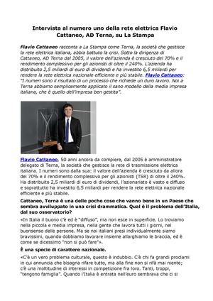Flavio Cattaneo: Intervista su La Stampa