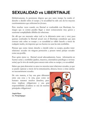 SEXUALIDAD Vs LIBERTINAJE