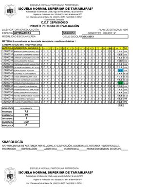 MATEMÁTICAS II- CALIFICACIONES SEGUNDO Y PRIMER PERIODO