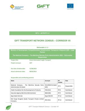 Corridor VII - Mapping of current status of GIFT freight transport - D3.1.3 