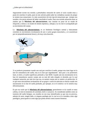 Sabes qué es la mioclinia