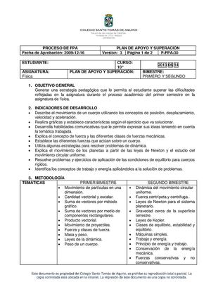 P.A.S. física décimo primer bimestre