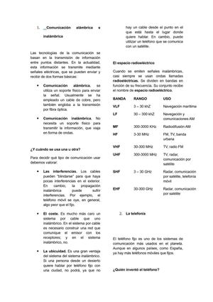 Comunicación alámbrica e inalámbrica