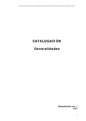 Generalidades Catalogación