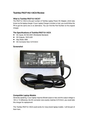 Toshiba PA3714U-1ACA Review