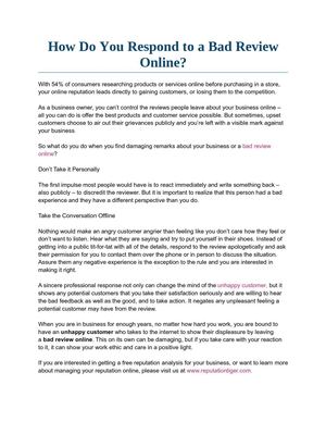How Do You Respond to a Bad Review Online?