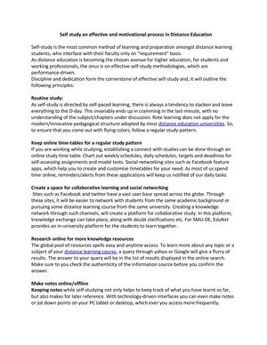 Self study an effective and motivational process in Distance Education 