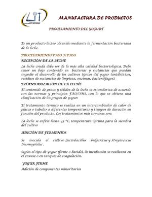 PROCESO DE ELABORACIÓN DEL YOGURT