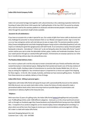 Indian Gifts Portal-Company Profile