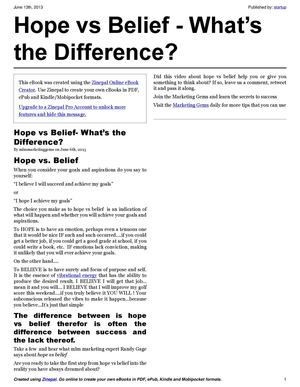 Hope vs Belief - What’s the Difference