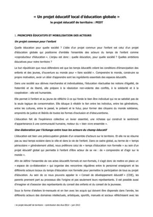 Un projet éducatif local d'éducation globale