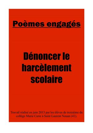 Poèmes engagés pour dénoncer le harcèlement scolaire