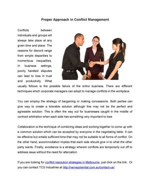 Proper Approach in Conflict Management