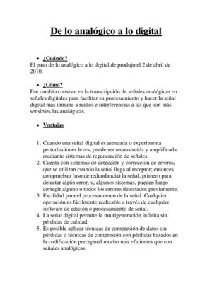 De lo analógico a lo digital