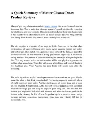 A Quick Summary of Master Cleanse Detox Product Reviews